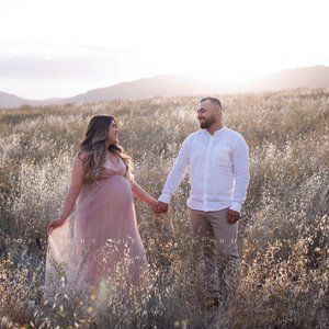 Mauve Sequin Bodice Tulle Maternity Dress